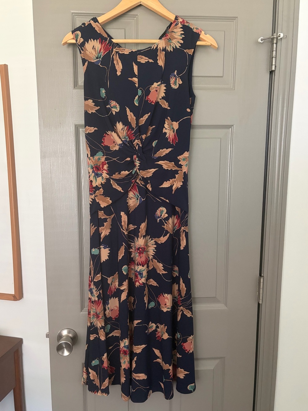Lauren Ralph Lauren Navy Floral Twist-Front Midi Dress